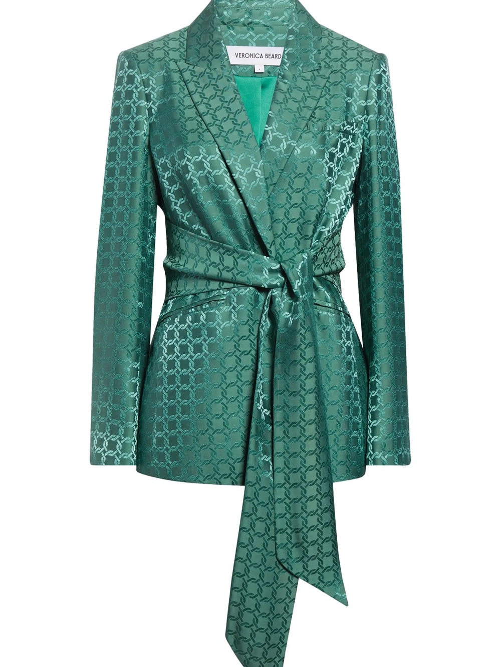 Veronica Beard issel Jacket blazer 0 nwt green chain link front tie $898